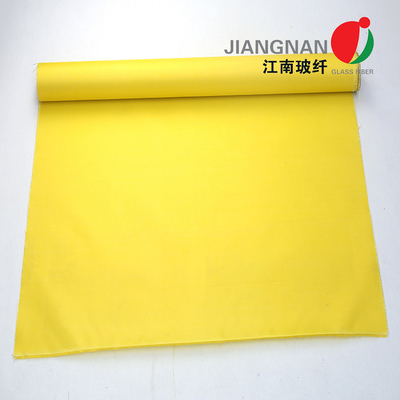 Yangın Sarı Renk için 0.4mm Yüksek Sıcaklık Fiberglas Yangın Perdesi Kumaş Kumaş